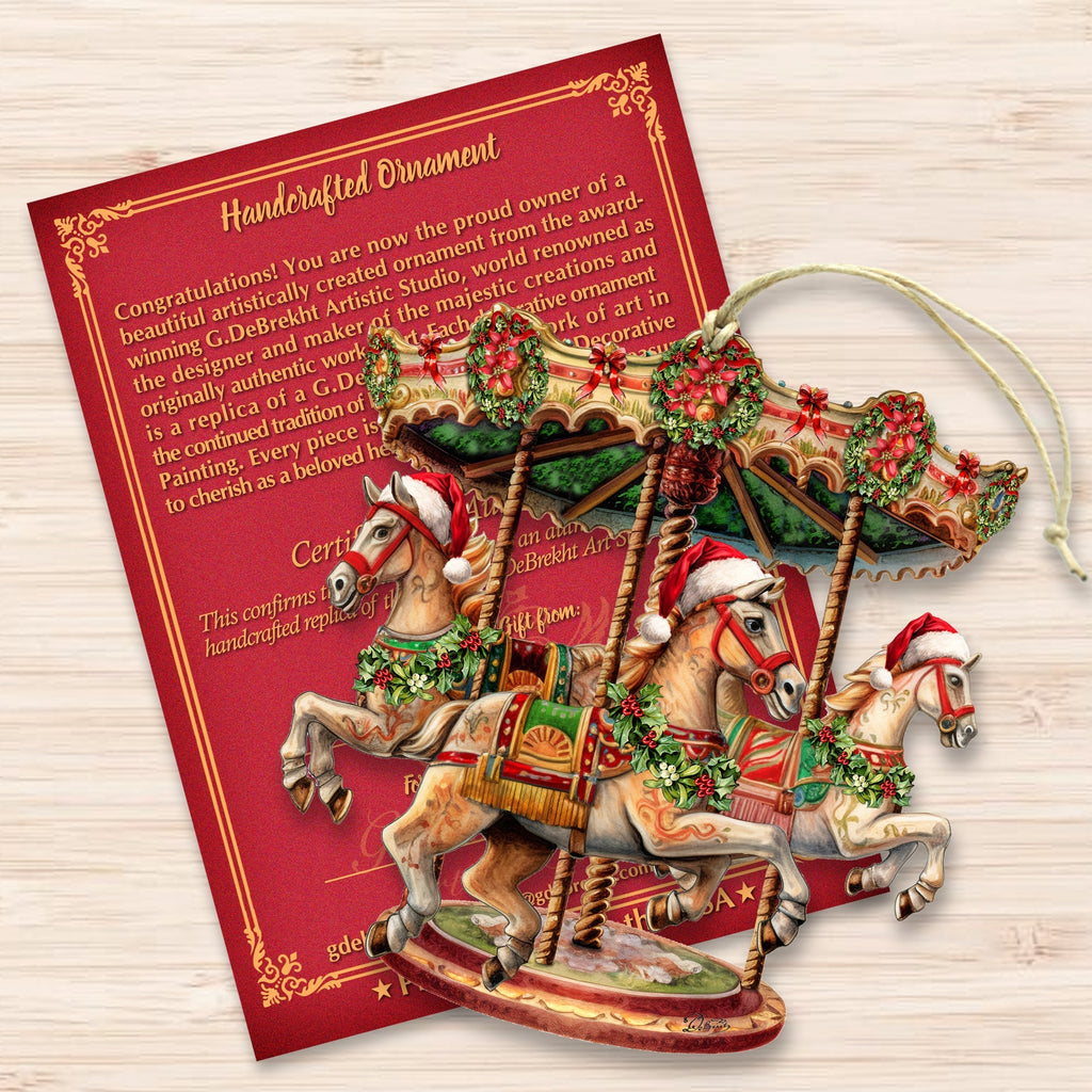 Christmas Carousel Wooden Ornaments by G. Debrekht Christmas Decor - 8611030
