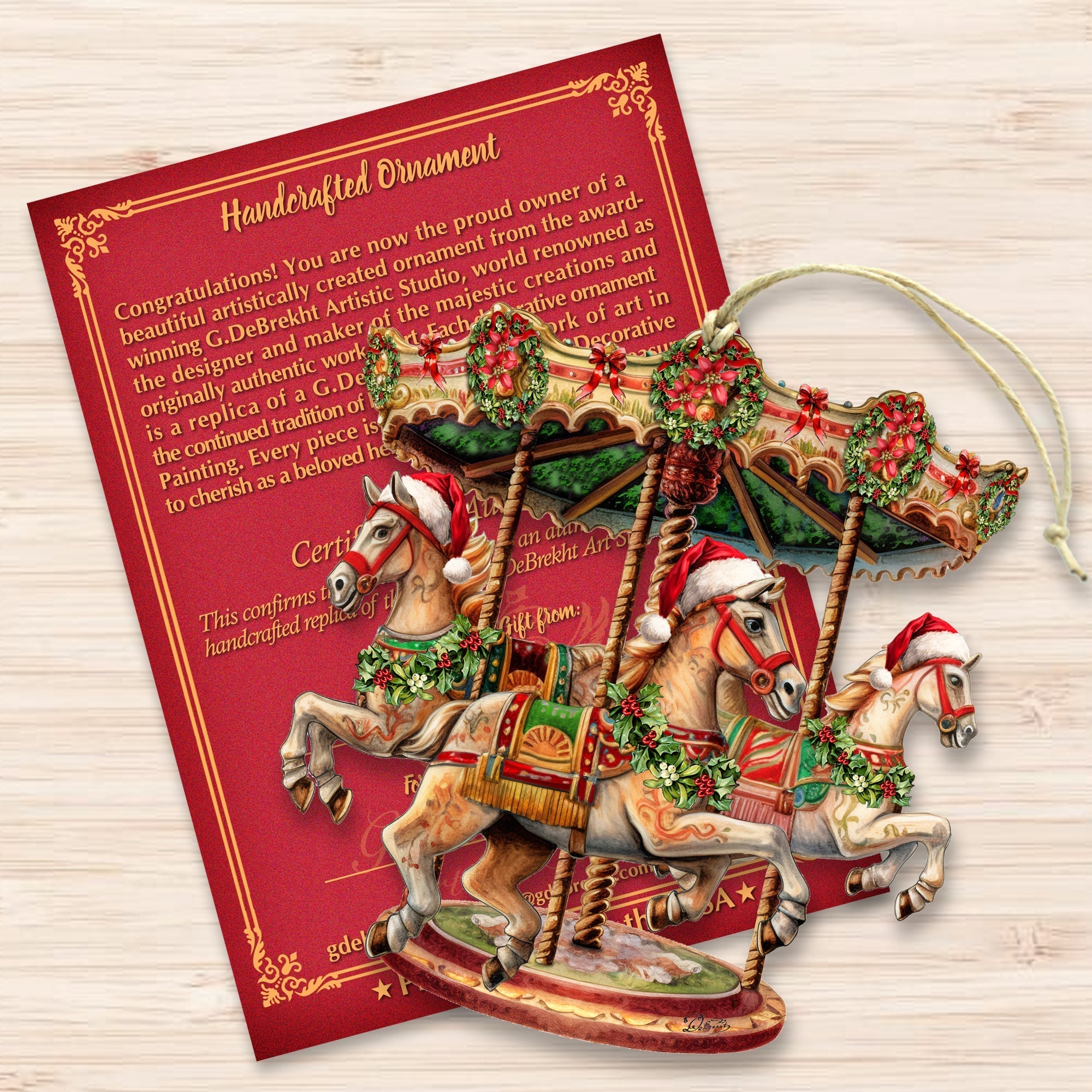 Christmas Carousel Wooden Ornaments by G. Debrekht Christmas Decor - 8611030