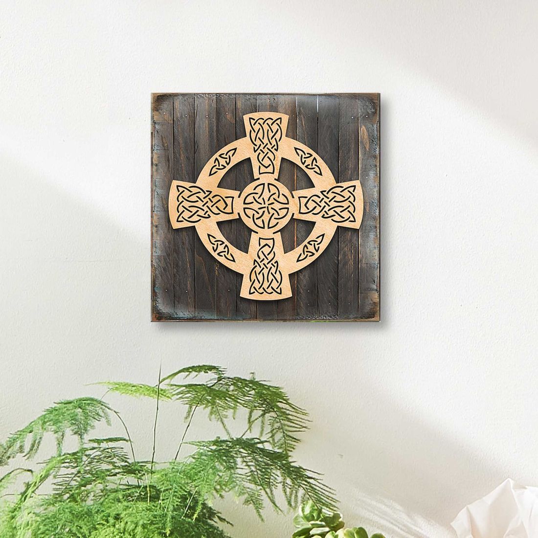 Celtic Wheel Cross Art Wooden Wall Art by Celtic Art - Celtic Decor - 953161B