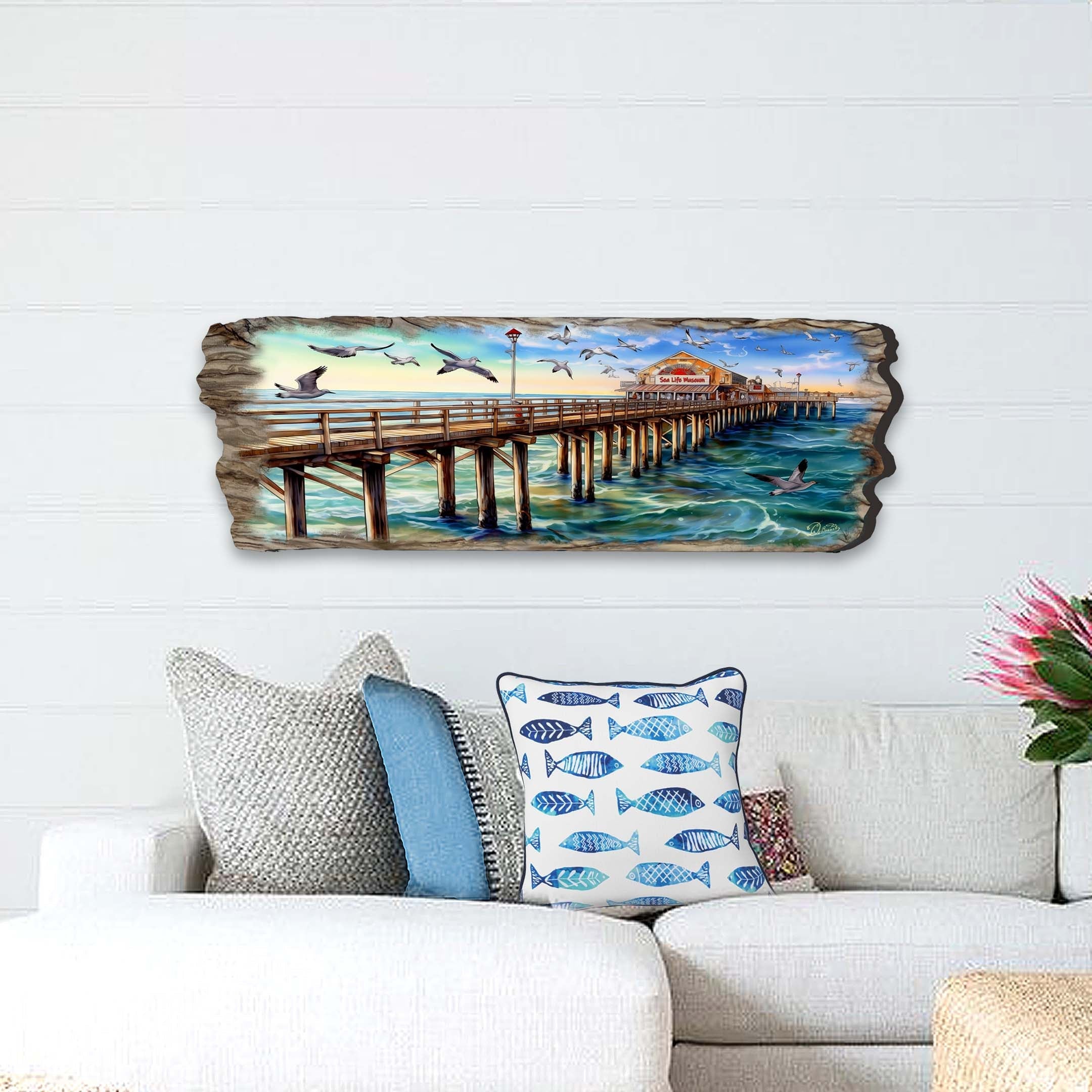 Pier Panorama Wooden Wall Art by G. DeBrekht Coastal Decor - 8491103W