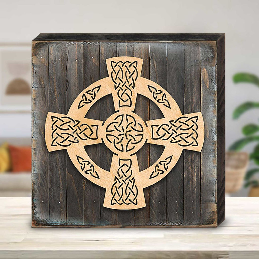 Celtic Wheel Cross Art Wooden Wall Art by Celtic Art - Celtic Decor - 953161B