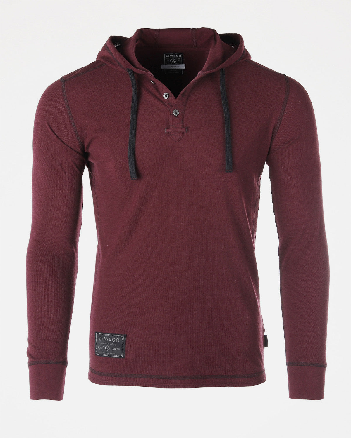 Vintage Thermal Long Sleeve Lightweight Fashion Hooded Henley