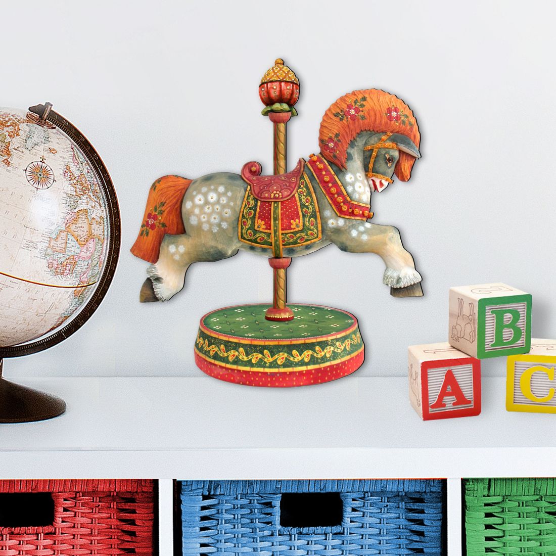 White Arabian Carousel Horse Holiday Outdoor Decor Large Ornament by G. DeBrekht - Carousel Holiday Decor - 8114041-2M